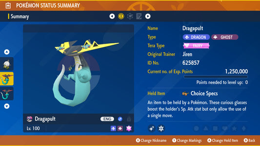 Pokemon Scarlet and Violet Marked Shiny Dragapult 6IV-EV Trained - Pokemon4Ever