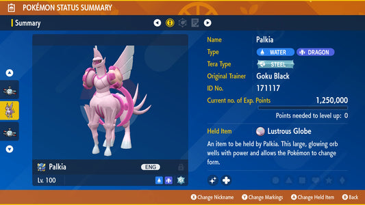 Pokemon Scarlet and Violet Shiny Palkia-Origin Form 6IV-EV Trained - Pokemon4Ever