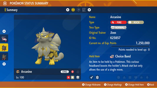 Pokemon Scarlet and Violet Marked Shiny Hisuian Arcanine 6IV-EV Trained - Pokemon4Ever