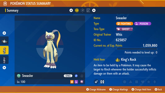 Pokemon Scarlet and Violet Marked Shiny Sneasler 6IV-EV Trained - Pokemon4Ever