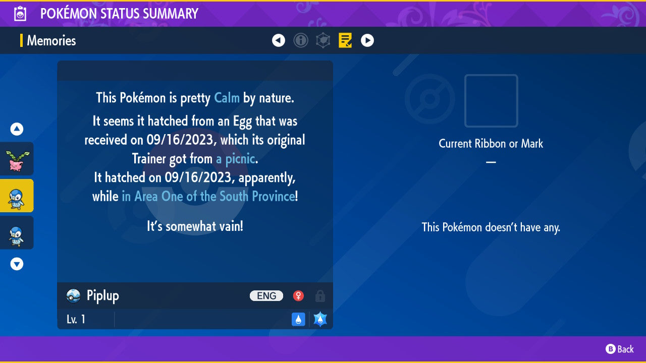 Pokemon Scarlet and Violet Shiny Piplup 6IV-EV Trained - Pokemon4Ever