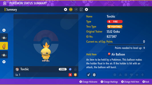 Pokemon Scarlet and Violet Shiny Torchic 6IV-EV Trained - Pokemon4Ever