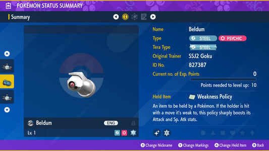 Pokemon Scarlet and Violet Shiny Beldum 6IV-EV Trained - Pokemon4Ever