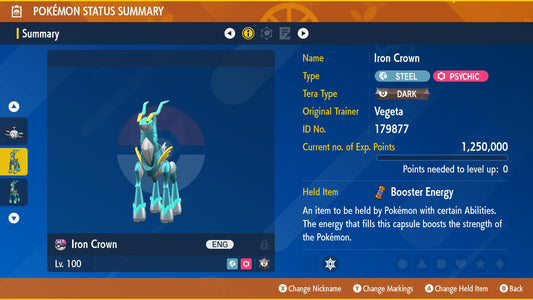 Pokemon Scarlet and Violet Iron Crown 6IV-EV Trained - Pokemon4Ever