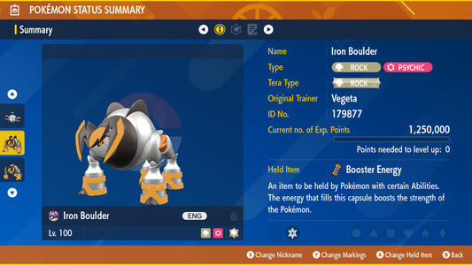 Pokemon Scarlet and Violet Iron Boulder 6IV-EV Trained - Pokemon4Ever