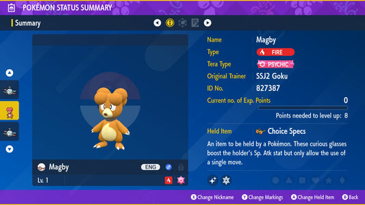 Pokemon Scarlet and Violet Shiny Magby 6IV-EV Trained - Pokemon4Ever