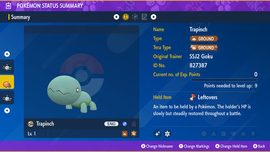Pokemon Scarlet and Violet Shiny Trapinch 6IV-EV Trained - Pokemon4Ever