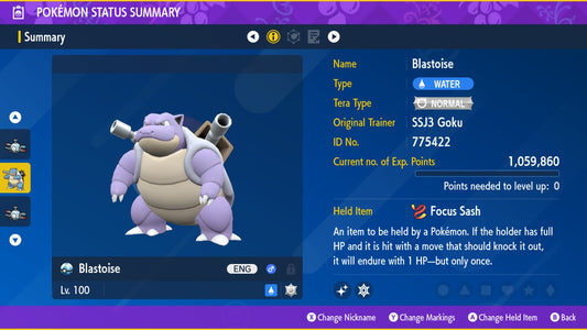Pokemon Scarlet and Violet Shiny Blastoise 6IV-EV Trained - Pokemon4Ever