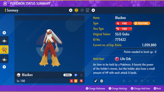 Pokemon Scarlet and Violet Shiny Blaziken 6IV-EV Trained - Pokemon4Ever