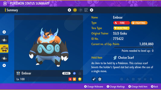 Pokemon Scarlet and Violet Shiny Emboar 6IV-EV Trained - Pokemon4Ever