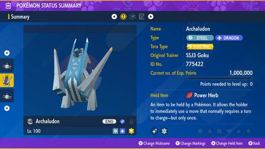 Pokemon Scarlet and Violet Shiny Archaludon 6IV-EV Trained - Pokemon4Ever