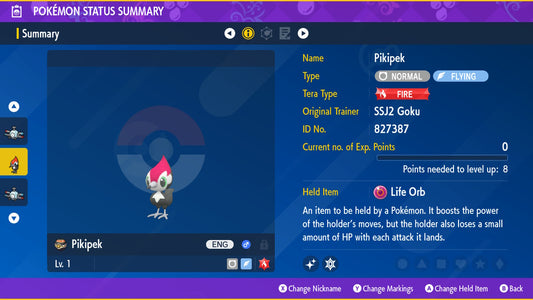 Pokemon Scarlet and Violet Shiny Pikipek 6IV-EV Trained - Pokemon4Ever