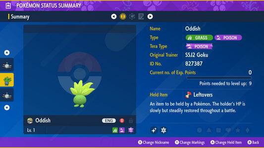 Pokemon Scarlet and Violet Shiny Oddish 6IV-EV Trained - Pokemon4Ever