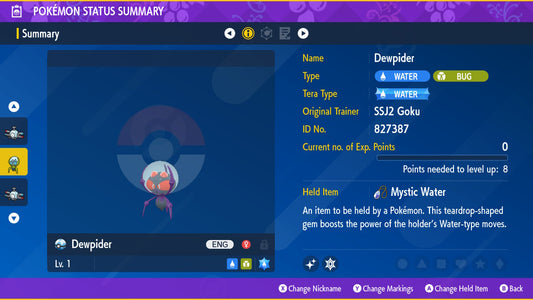 Pokemon Scarlet and Violet Shiny Dewpider 6IV-EV Trained - Pokemon4Ever