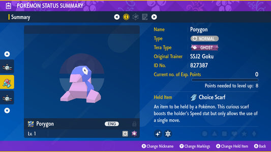 Pokemon Scarlet and Violet Shiny Porygon 6IV-EV Trained - Pokemon4Ever