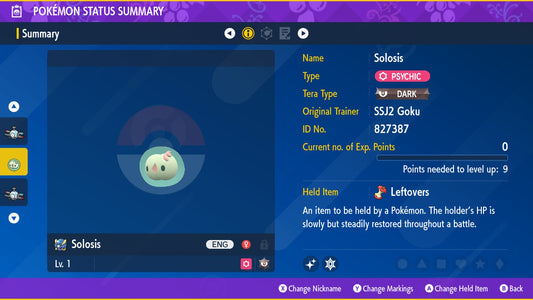 Pokemon Scarlet and Violet Shiny Solosis 6IV-EV Trained - Pokemon4Ever