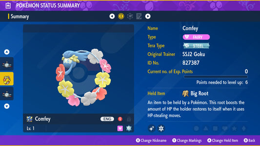 Pokemon Scarlet and Violet Shiny Comfey 6IV-EV Trained - Pokemon4Ever