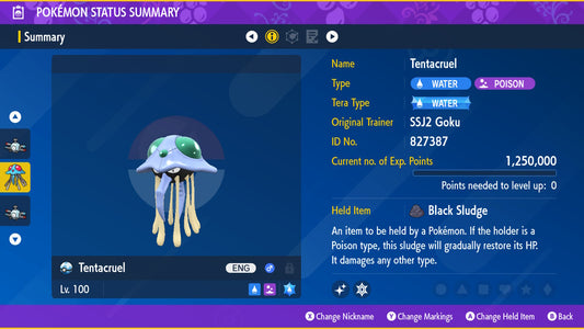 Pokemon Scarlet and Violet Shiny Tentacruel 6IV-EV Trained - Pokemon4Ever