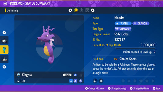 Pokemon Scarlet and Violet Shiny Kingdra 6IV-EV Trained - Pokemon4Ever