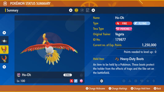 Pokemon Scarlet and Violet Ho-Oh 6IV-EV Trained - Pokemon4Ever