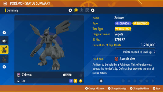 Pokemon Scarlet and Violet Zekrom 6IV-EV Trained - Pokemon4Ever