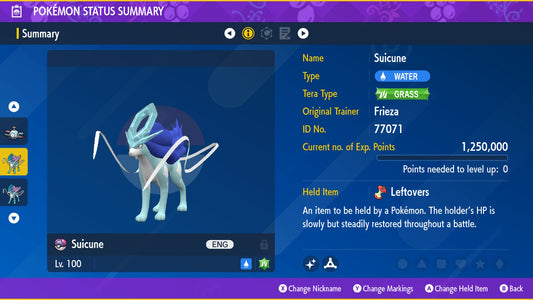 Pokemon Scarlet and Violet Shiny Suicune 6IV-EV Trained - Pokemon4Ever