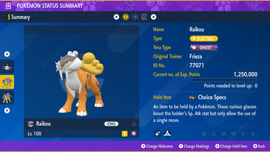 Pokemon Scarlet and Violet Shiny Raikou 6IV-EV Trained - Pokemon4Ever