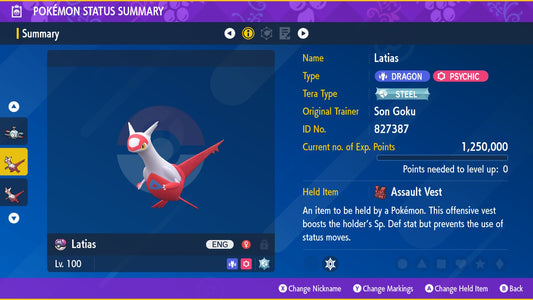 Pokemon Scarlet and Violet Latias 6IV-EV Trained - Pokemon4Ever