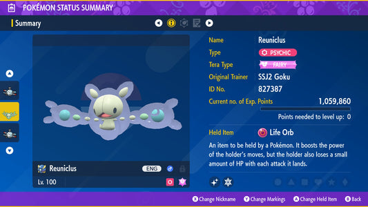 Pokemon Scarlet and Violet Shiny Reuniclus 6IV-EV Trained - Pokemon4Ever