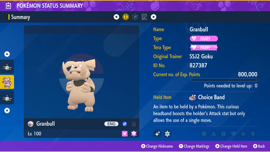 Pokemon Scarlet and Violet Shiny Granbull 6IV-EV Trained - Pokemon4Ever