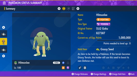 Pokemon Scarlet and Violet Shiny Hitmonlee 6IV-EV Trained - Pokemon4Ever