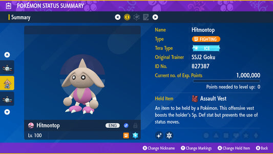 Pokemon Scarlet and Violet Shiny Hitmontop 6IV-EV Trained - Pokemon4Ever