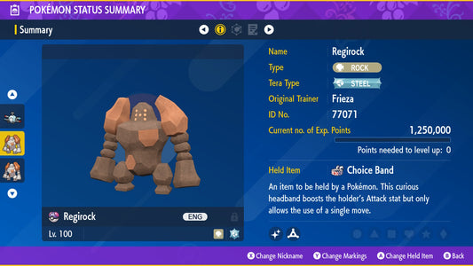 Pokemon Scarlet and Violet Shiny Regirock 6IV-EV Trained - Pokemon4Ever