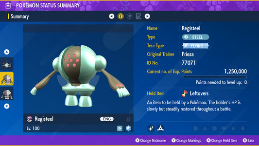 Pokemon Scarlet and Violet Shiny Registeel 6IV-EV Trained - Pokemon4Ever