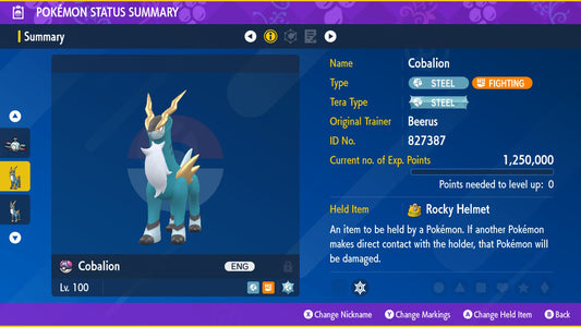 Pokemon Scarlet and Violet Cobalion 6IV-EV Trained - Pokemon4Ever