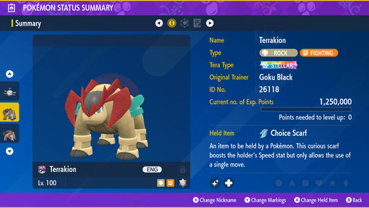 Pokemon Scarlet and Violet Shiny Terrakion 6IV-EV Trained - Pokemon4Ever