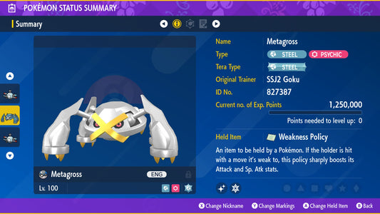 Pokemon Scarlet and Violet Shiny Metagross 6IV-EV Trained - Pokemon4Ever