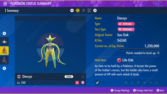 Pokemon Scarlet and Violet Shiny Deoxys-Attack Form 6IV-EV Trained - Pokemon4Ever