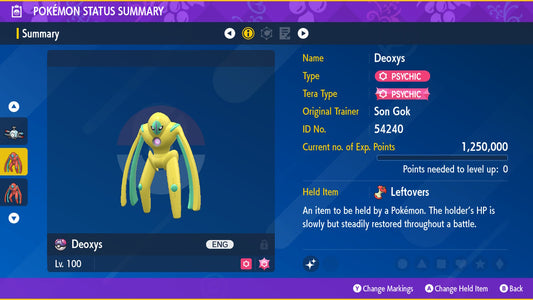 Pokemon Scarlet and Violet Shiny Deoxys-Defense Form 6IV-EV Trained - Pokemon4Ever