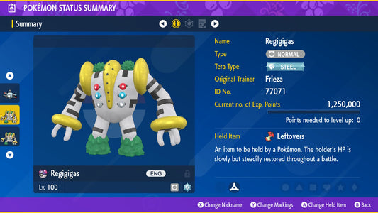 Pokemon Scarlet and Violet Regigigas 6IV-EV Trained - Pokemon4Ever