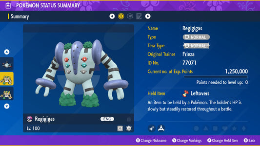 Pokemon Scarlet and Violet Shiny Regigigas 6IV-EV Trained - Pokemon4Ever