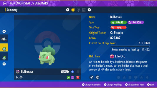 Pokemon Scarlet and Violet Marked Shiny Bulbasaur 6IV-EV Trained - Pokemon4Ever