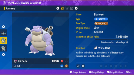 Pokemon Scarlet and Violet Marked Shiny Blastoise 6IV-EV Trained - Pokemon4Ever