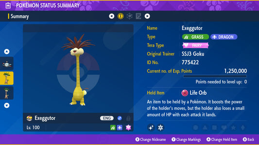 Pokemon Scarlet and Violet Shiny Alolan Exeggutor 6IV-EV Trained - Pokemon4Ever
