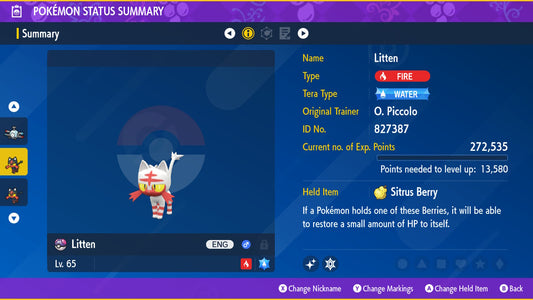 Pokemon Scarlet and Violet Marked Shiny Litten 6IV-EV Trained - Pokemon4Ever