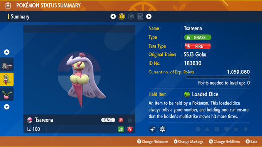 Pokemon Scarlet and Violet Shiny Tsareena 6IV-EV Trained - Pokemon4Ever