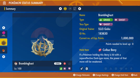 Pokemon Scarlet and Violet Shiny Brambleghast 6IV-EV Trained - Pokemon4Ever