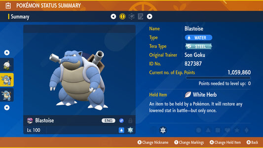 Pokemon Scarlet and Violet Blastoise The Unrivaled 6IV-EV Trained - Pokemon4Ever