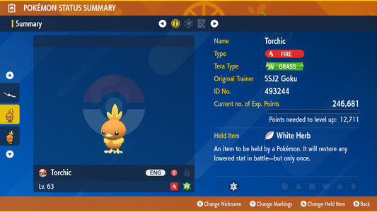 Pokemon Scarlet and Violet Torchic Jittery Mark 6IV-EV Trained - Pokemon4Ever