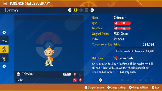 Pokemon Scarlet and Violet Chimchar Excited Mark 6IV-EV Trained - Pokemon4Ever